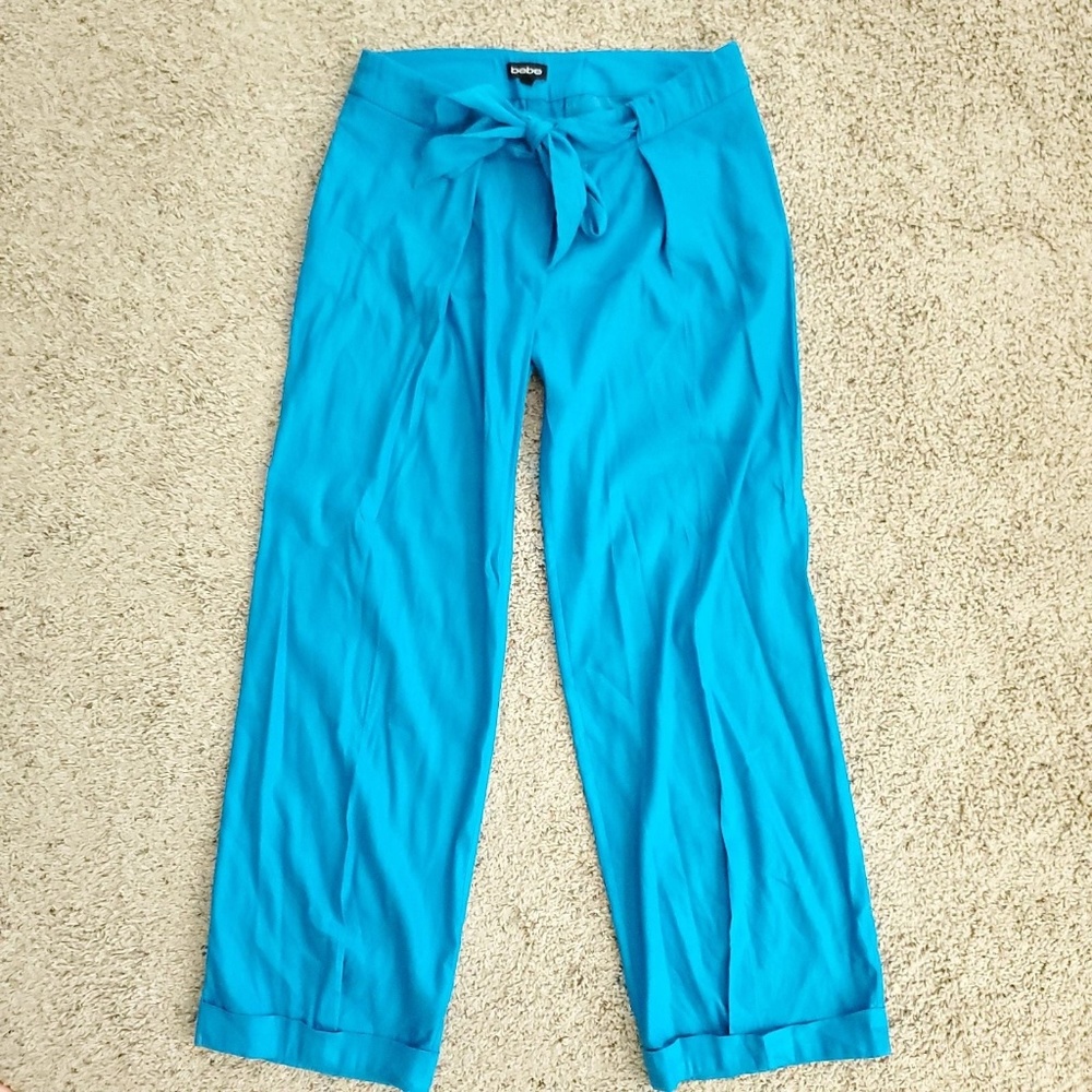 Bebe Blue Linen Pants sz 8